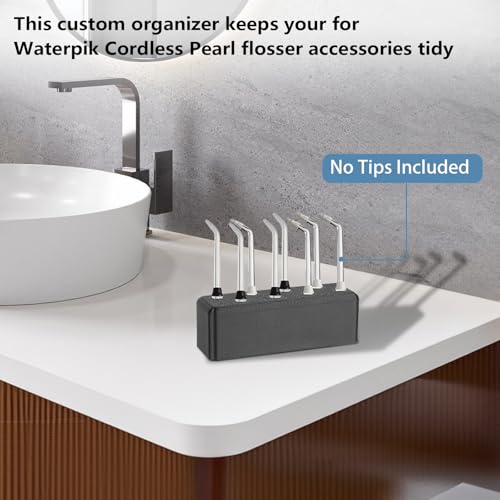 Holder for Waterpik Cordless Pearl Water Flosser | Nozzle & Handle Organizer with Drainage Hole