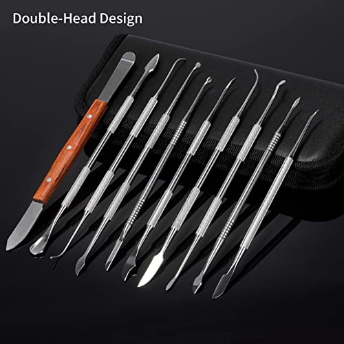 10 PCS Wax Carving Tools Dental Waxing Instruments with Case, Stainless Steel Wax Carvers Set - Metal Clay Sculpting Pottery Sculpture Tools - Double Ended DIY Waxing Modeling Kits