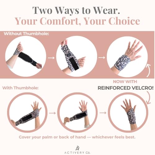 Carpal Tunnel Wrist Brace Left Hand, Right Hand for Women, Day or Night Compression Wrist Support Brace for Fitness, Keyboard Use, or Overnight Support, 2 Pack, Leopard Print