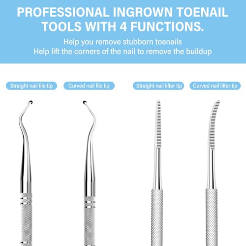 2PCS Ingrown Toenail File and Lifters, Upgraded Professional Surgical Safe Ingrown Toenail Removal Kit Ingrown Toenail Tool White