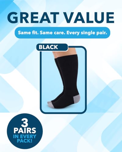 Doctor's Select® 3 Pairs Plus Size Compression Socks Wide Calf - Bamboo Viscose Knee High Socks | Circulation Support 3X-Large 01 - Black - 3 Pairs