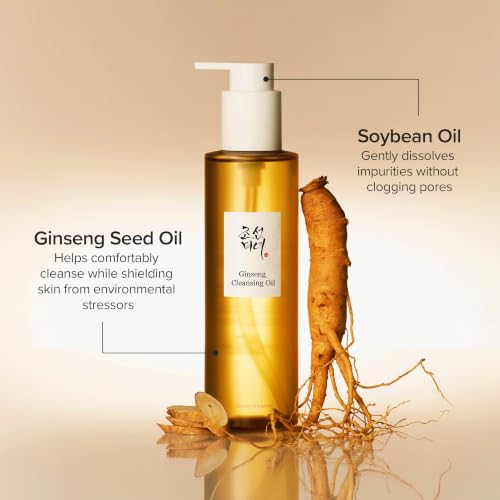 Beauty of Joseon Ginseng Cleansing Oil Waterproof Makeup Remover for Sensitive, Congested-Prone Facial Skin. Korean Skin Care for Men and Women, 210ml, 7.1 fl.oz 7.1 Fl Oz (Pack of 1)