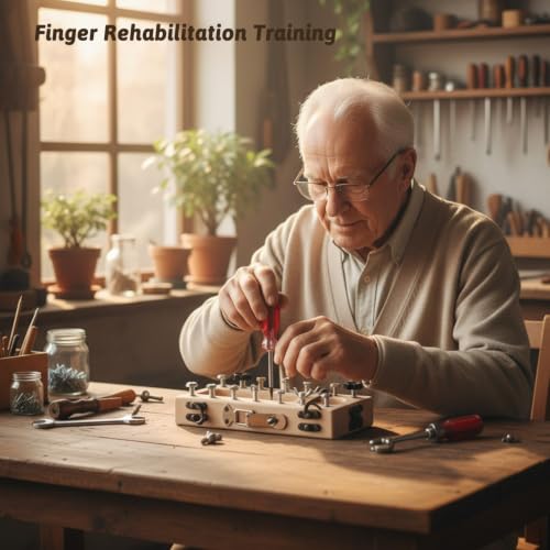 14-Hole Wooden Therapy Pegboard Multifunctional Finger Dexterity Grip Strength Trainer for Fine Motor Skills Hand-Eye Coordination Ideal for Home Office Occupational Therapy
