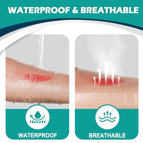 80 Packs Transparent Film Dressing 2.375" x 2.75" - Waterproof Bandages for Swimming, Showering, Wounds, Post Surgical Shower or IV Shield, Tattoo Aftercare Bandage, Scar Therapy, Adhesive Patches 2.375" x 2.75"(80 PCS)