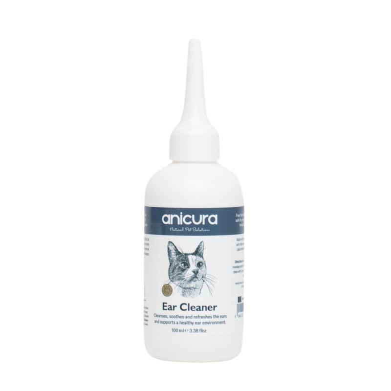 Anicura Natural Cat Ear Cleaner - Soothes & Cleans Sensitive Ears | pH-Balancing Formula Helps Reduce Wax & Odour | Easy to Use 100ml