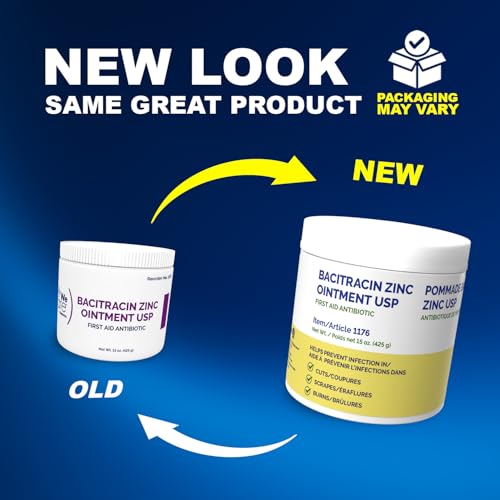 Dynarex Bacitracin Zinc Ointment USP - Wound Healing Treatment for Minor Cuts, Itchy Diaper Rashes and First Degree Burns - 1 Jar - 15 oz. / 425 Grams (Packaging May Vary) 15 Ounce (Pack of 1)