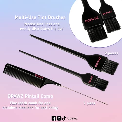 OPAWZ 16Pcs Hair Dye Coloring Kit, Brush and Mixing Bowl Set, Hair Dye Tools Kit, Include Mixing Bowl, Applicator, Clips, Brushes, Comb, Gloves and Reusable Travel Bag for DIY Salon