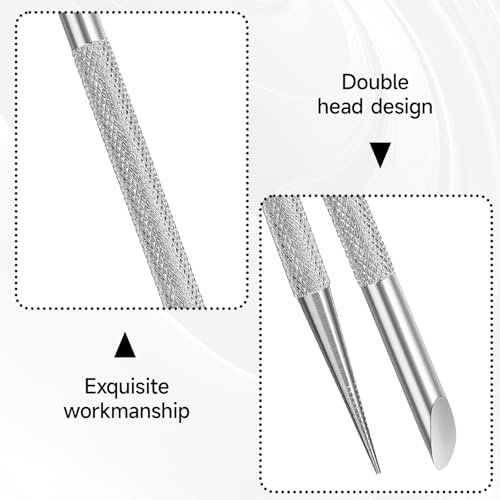 2Pcs Nail Cleaning Cuticle Stick Stainless Steel Cuticle Pusher Remover Dead Skin Polish Peeler Cutter Professional Pedicure Nail Art Care Portable Nail Cleaner for Fingernails Toenails Manicure Silver