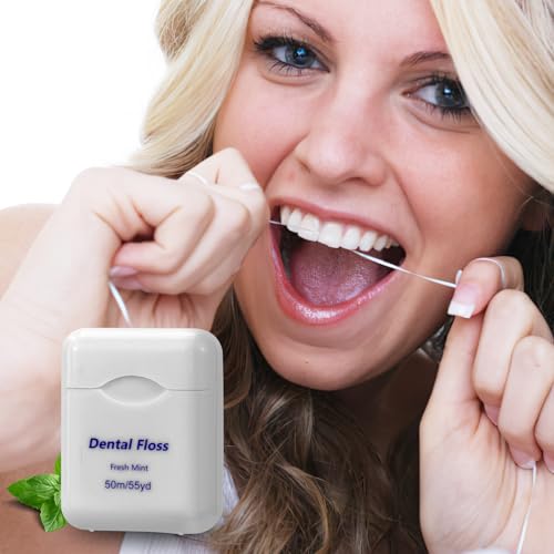 100 Pack Dental Floss Bulk Mint Flavored Floss Travel Oral Care Dental Floss for Adults Teeth and Gum Protection, Each 164 ft/ 50 Meters(White)