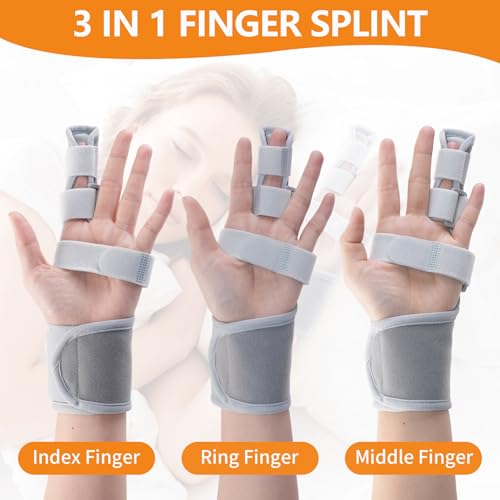 Single Finger Splint, Adjustable Finger Support for Trigger Finger, Thin Version Arthritis, Tendonitis, Mallet Injury, Sprain, Post‑Op Recovery, Breathable Immobilizer Brace SZ-B001