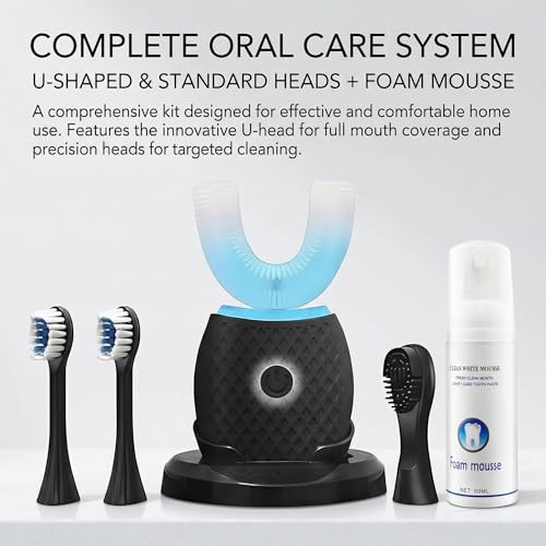 U-Shaped Electric Toothbrush – Comfort-Focused Design with Secure Grip for Daily Oral Hygiene at Home (Black)