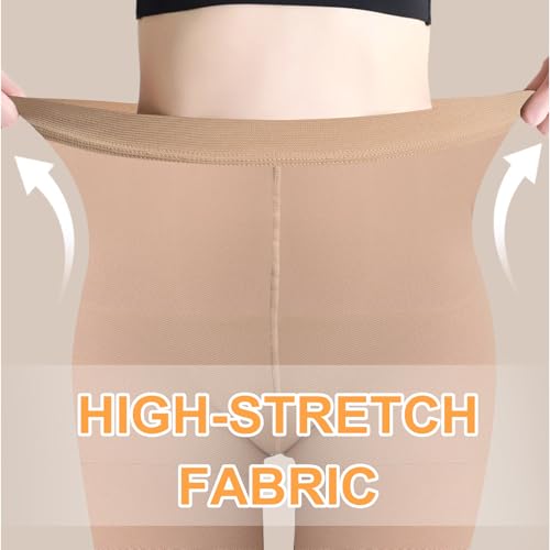 2 Pairs Medical Compression Pantyhose for Women, 20-30mmHg Graduated Support Tight Pants, Opaque Footless M Beige&Black