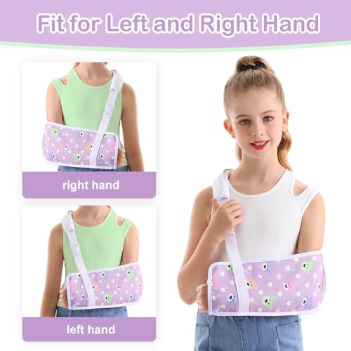 Cute Kids Arm Sling Shoulder Brace for Girls (Purple Bear, Large) Purple Bear