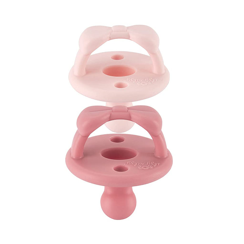Itzy Ritzy Silicone Orthodontic Pacifiers - Itzy Soother Pacifiers with Collapsible Handle & Two Air Holes for Added Safety, Baby Pacifier For Ages 0-6 Months (Ballet Slipper & Primrose) Ballet Slipper & Primrose (0-6 Months) 2 Count (Pack of 1) - BeesActive Australia