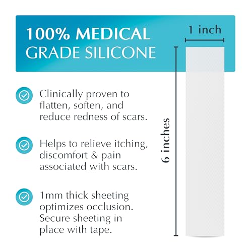 Advanced Silicone Scar Treatment Sheets for OLD, NEW Scars, Surgery, Keloids, C-Section, Burns, by NewGel Plus by MyNew Gel, 1" x 6" Sheet (2 Count) - CLEAR