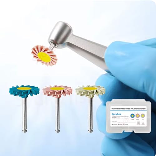 6Pcs Dental Diamond Impregnated Polishing System Ceramic Polishing Disc Composite Ceramic Polishing Disc, 3-Step Polishing Diamond System RA 14mm Spiral Flex Brush.