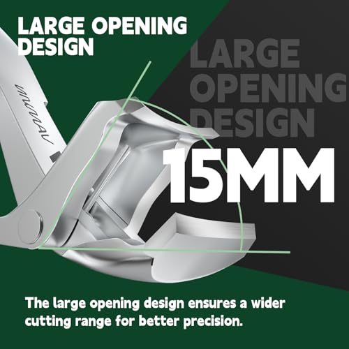 Toenail Clippers for Seniors Thick Toenails Angled Head Large Sharp, Toe Nail Clippers for Men with Wide Jaw Opening Heavy Duty, Fingernail Clipper with Catcher Nail Cutter Long Handle Silver