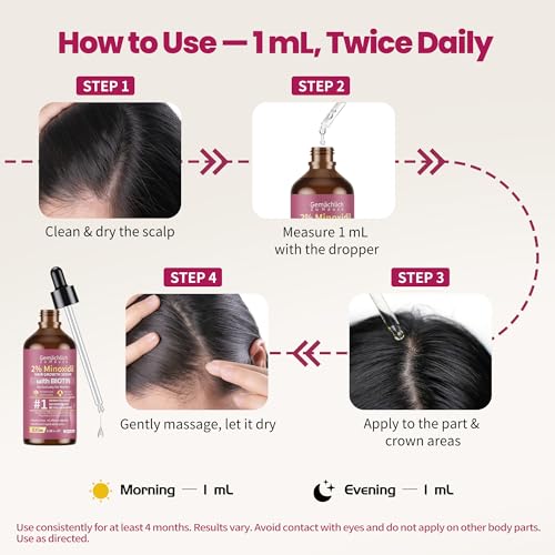 Minoxidil for Women Hair Growth with Biotin, 100ML Topical Minoxidil Serum with Rosemary for Hair Regrowth Treatments, Non-Greasy, Helps Prevent Hair Thinning & Hair Loss Solution 2% Minoxidil 1 Count (Pack of 1)
