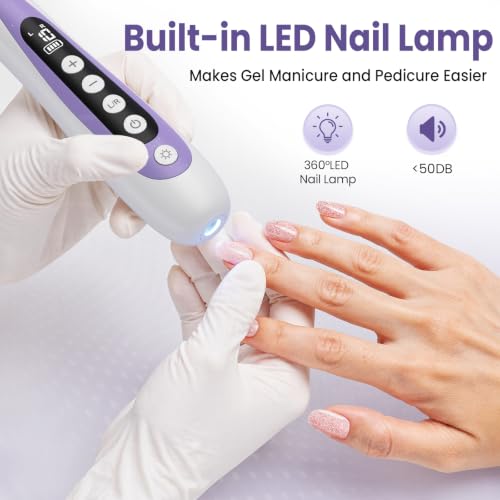 Nail Drill, Electric Nail File, 10-Speed Cordless Manicure Kit, Purple