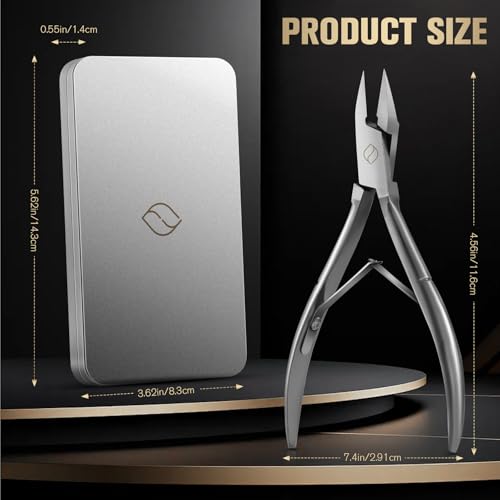 FERYES Ingrown Toenail Clippers Straight Blade Toe Nail Clippers for Thick Nails for Seniors, Stainless Steel Nail Clippers for Thick Toenails - Ultra-Slim 16mm Blade Fingernail Clippers Silver