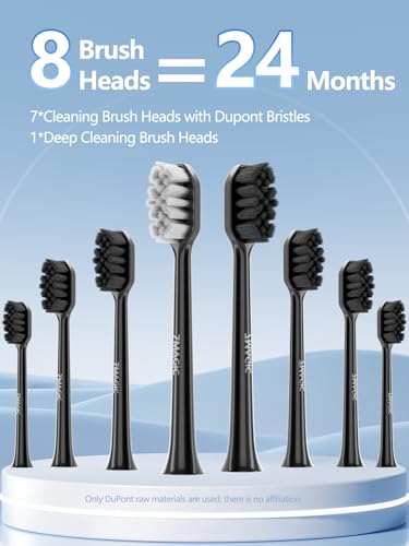 7MAGIC Sonic Electric Toothbrush, 180-Day Runtime, 42000VPM, 8 Heads, Black