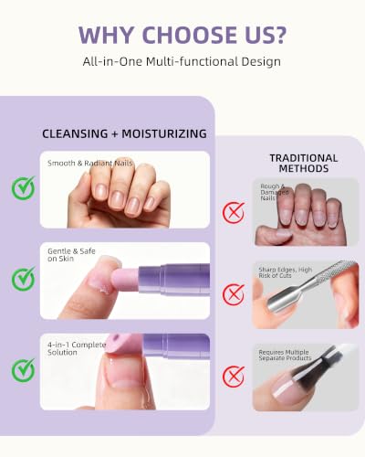 4 in 1 Cuticle Remover Pen – Push, Remove, Buff & Moisturize 2PCS
