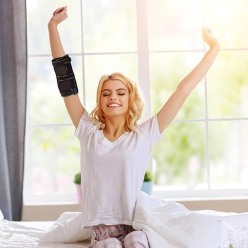 Cubital Tunnel Elbow Brace for Ulnar Nerve Entrapment & Sleeping, Adjustable Elbow Splint & Immobilizer for Left or Right Arm, Ideal for Night Use and Work