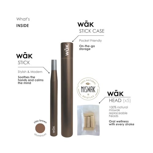 Stick, Natural Oral Wellness, Pure Miswak, Freshens Breath, Whitens Teeth, Enhances Focus, Promotes Good Habits, Brings Calm, Eco-Friendly, Stylish, Portable (Clay Brown, Regular)