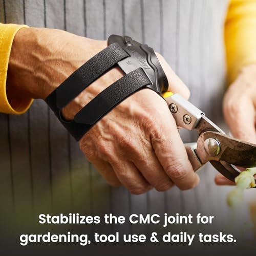 CMC Thumb Support Brace Splint for Osteoarthritis - Dual Density Support, with Firm Wrist Strap for CMC Joint Stabilization, Pain Relief for Women and Men (Left Hand, Black, L) Left Hand-Black Large