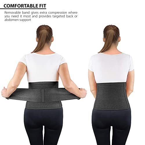 ORTONYX Abdominal Binder Waist and Lower Back Support Belt for Women & Men L/XL (up to 40") Black