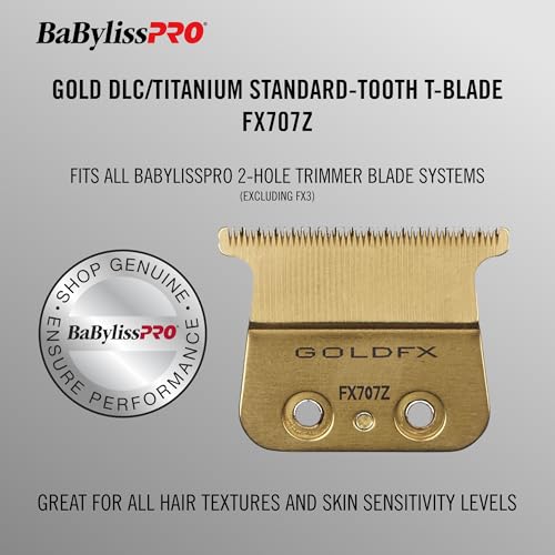 BaBylissPRO Replacement Blades, Standard and Fine-Tooth T-Blades for Outlining Hair Trimmers (FX787, FX799) and LoPROFX Trimmers (FX726, FX729) DLC Titanium Standard-Tooth