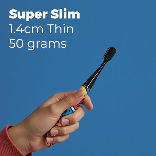 MIPOW Brush GO SlimPro i4 Electric Toothbrush Rechargeable Smart Ultra Sonic 3 Modes, Travel Case & Ceramic Dock, 60Day Battery Soft Bristles 2 Heads IPX7 Waterproof, Color-Popart Edition
