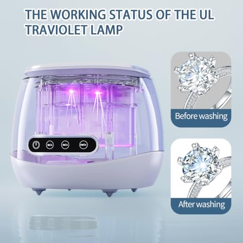 Ultrasonic Retainer Cleaner 48kHz Ultrasonic Cleaner Dental Ultrasonic Retainer Cleaner Machine Dental Cleaning Pod for Denture with Digital Timer, Dual Cleaning Mode for All Dental Appliances (White)