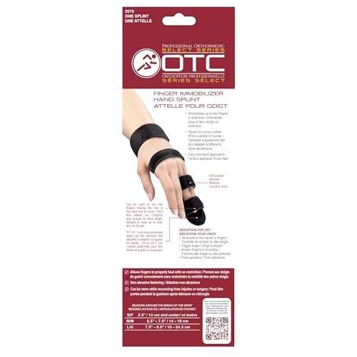 OTC Finger Immobilizer Hand Splint, Fracure Recovery Support, Medium, Black