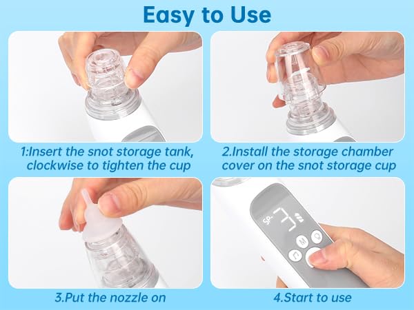 Nasal Aspirator for Baby, Electric Nose Aspirator for Toddler, Nose Sucker with Powerful Suction, Auto Nose Cleaner with 3 Silicone Tips, Adjustable Suction Level, Music and Light Soothing Function - BeesActive Australia