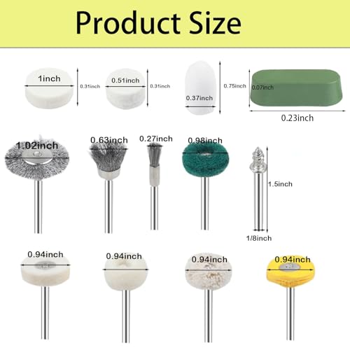 246PCS Polishing Buffing Wheel Polishing Kit for Dremel, Felt Wool Pad Set with Polish Compound, Wheel Grinding Head Point & Mandrel Kit Accessories Tools with 1/8" Shank for Jewelry Metal Polishing Style 3