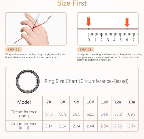 Fit Ring, Smart Health Rings for Women Men with Heart Rate,Blood Oxygen,HRV,Stress Level, Sleep Monitor, Step Tracker, No Subscription Fee, IP68 Waterproof Smart Ring for iphone &Android (Black, 12#) Black 12#
