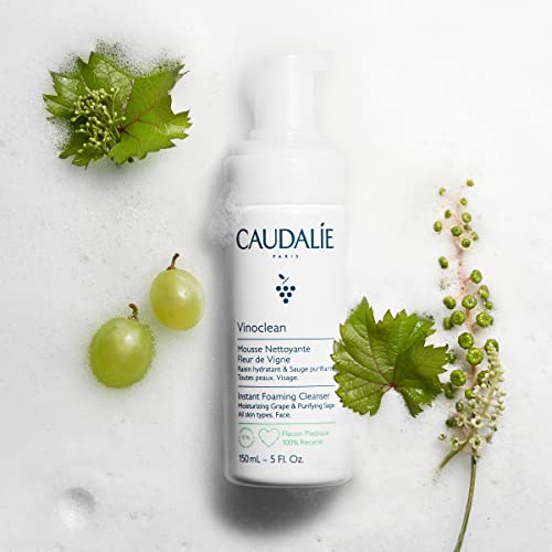 Caudalie Vinoclean Gentle Instant Foaming Facial Cleanser for All Skin Types 5.7 Fl Oz (Pack of 1)