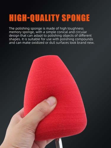 SPTA Metal Polishing Tool, Auto Cylindrical Metal Polish Buffing Polishing Ball, Drill Buffing Sponge Pads Buffing Wheel for Drill Foam, Sponge Buffing for Automotive Car Wheel Hub Care Red Cylindrical Polishing Ball