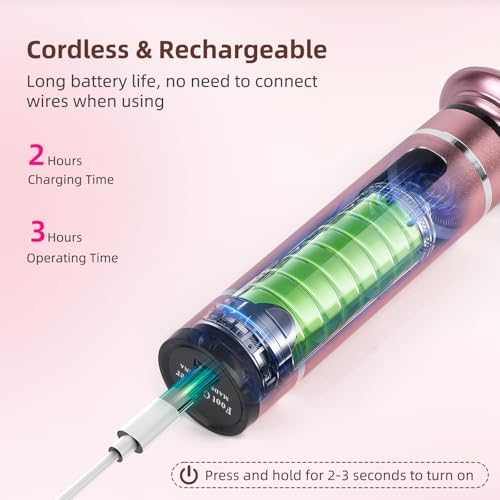 Cordless Electric Foot File & Callus Remover - Professional Pedicure Tool with 4 Nano Glass Grinding Heads, Dead Skin Remover for Cracked Heels and Rough Feet - Rechargeable Foot Sander