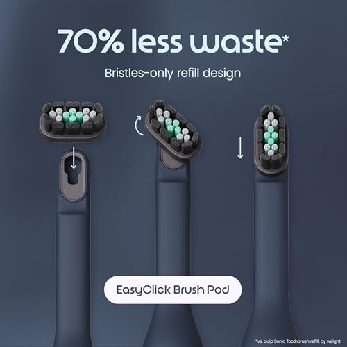 Quip Ultra Lite Sonic Electric Toothbrush, Slim Lightweight Design, 3 Brushing Modes, 15X More Plaque Removal, Pressure Sensor & 30-Day Battery, Ash Black