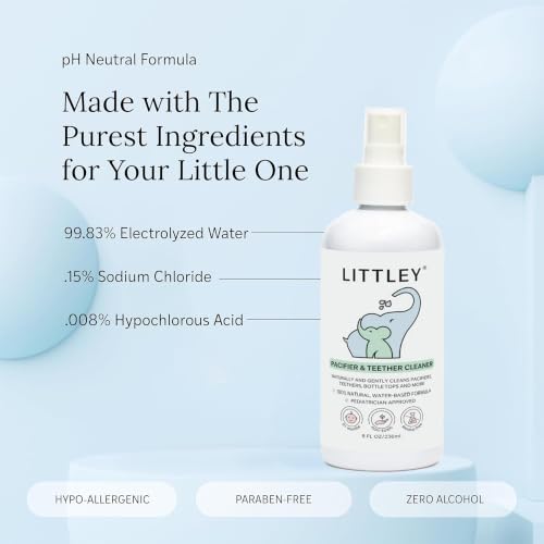 Littley Pacifier & Teether Cleaner | HOCl Spray | 8 oz 8 Fl Oz (Pack of 1)