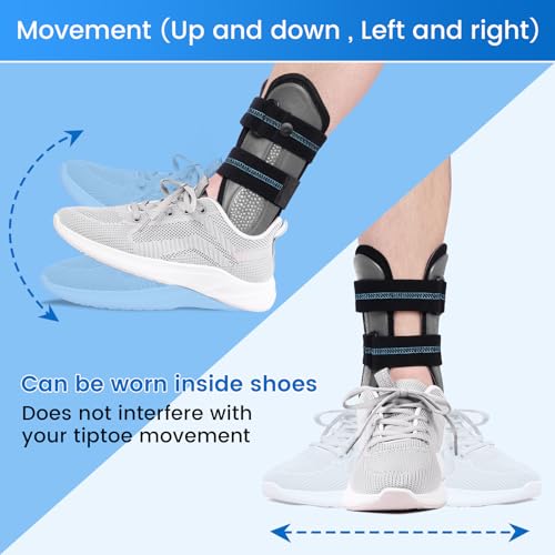 Velpeau Ankle Stabilizer Brace for Sprain, Ligament Injury (Grade 1 to 2), Tendonitis, Adjustable Stirrup Ankle Support Splint for Women and Men,Reversible Left & Right Feet, One Size(Foam Pads, Grey) Foam Pads