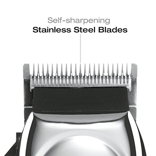 ConairMAN Hair Clippers for Men, 21-Piece Home Hair Cutting Kit Chrome