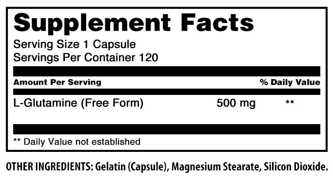 Amazing Formulas L-Glutamine Amino Acid Supplement | 500 Mg | Capsules | Non-GMO | Gluten-Free | Made in USA (1 Pack | 120 Count) Unflavored 1 Count (Pack of 1) - BeesActive Australia