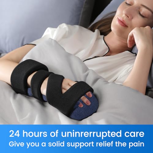 Velpeau Resting Hand Splint with Finger Separator Functional for Stroke Patient, Night Immobilizer Wrist Finger Brace for Muscle Atrophy Rehabilitation, Arthritis, Carpal Tunnel, Tendonitis (Left-M) Medium Left Hands