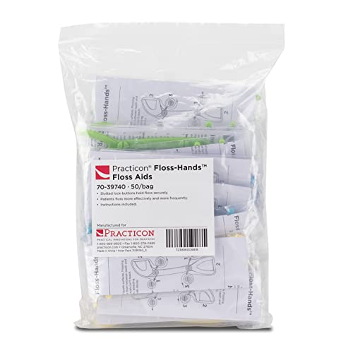 Practicon Floss-Hands, Reusable Dental Floss Holder, Two Angles at Once, Individually Packaged, Bulk Pack of 50
