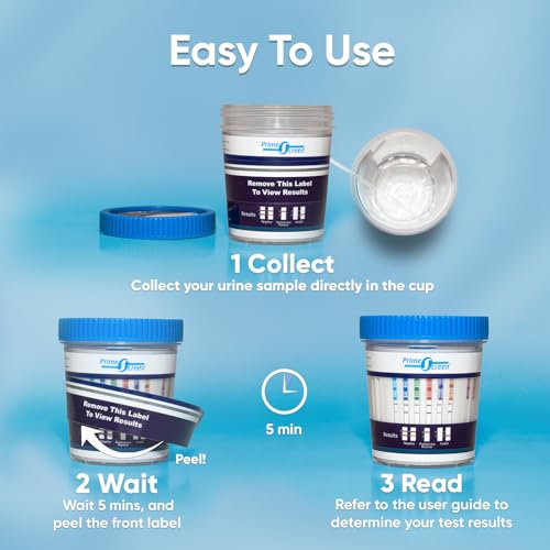 Prime Screen-5 Panel Multi Drug Urine Test Compact Cup (AMP,COC,mAMP/MET,OPI,THC) T-Cup -[10 Pack]-TDOA-254