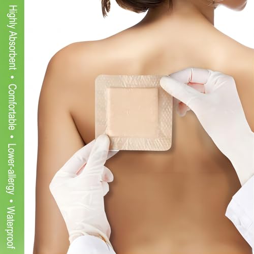 NeuHeils Bordered Silicone Foam Dressing 4x4 Inch, 20 Pack for Bed Sores 4''x4'' (Pack of 20)