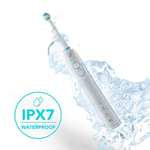 Acteh Flux Electric, Whitening & Plaque Removing Rechargeable Oscillating Toothbrush with 3 Dual ActionBrush-Heads, USB Power Cable and USB Power Adapter